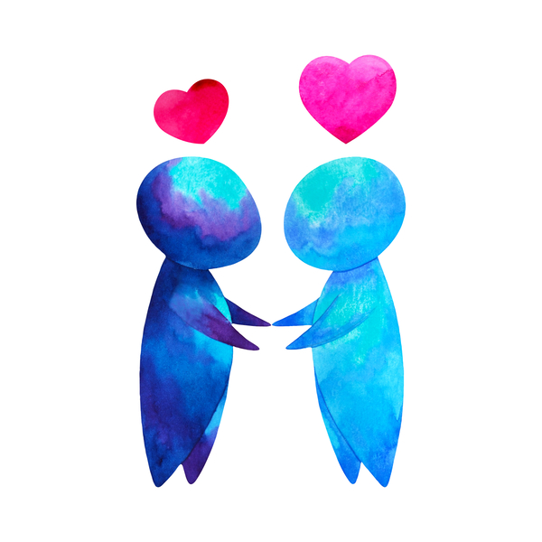 Two,Human,Compassion,Empathy,Love,Heart,Understanding,Abstract,Art,Watercolor